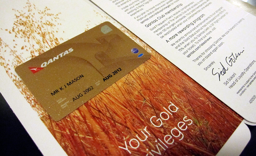 Qantas Gold Card Welcome Letter