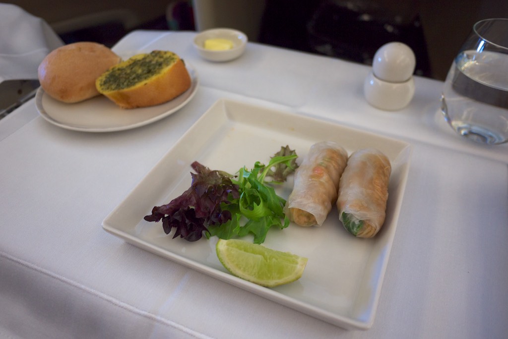 Crab Rice Paper Rolls - Singapore Airlines A380 Business Class | Point Hacks