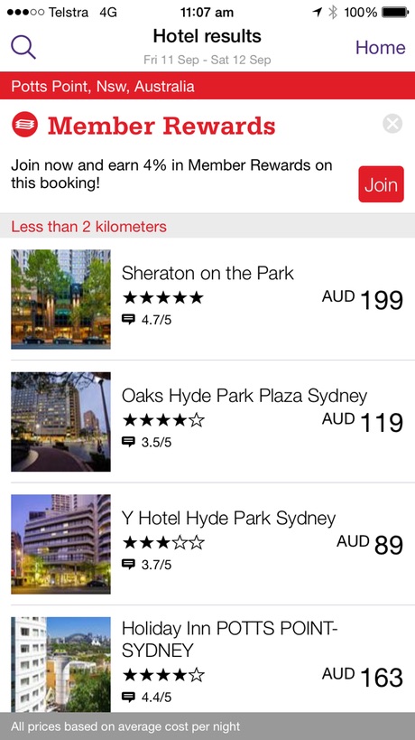 HotelClub app results 201508 | Point Hacks
