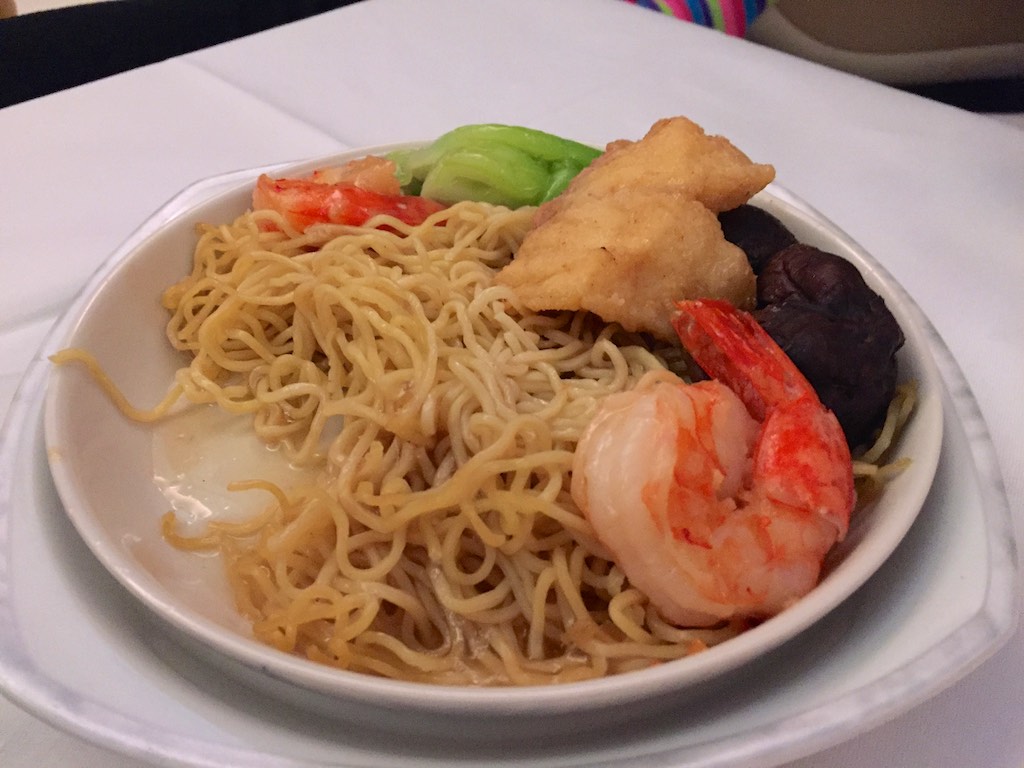 Seafood Noodle snack - Singapore Airlines A380 Business Class | Point Hacks