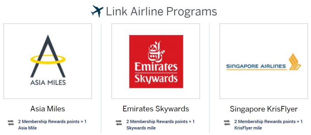 Amex Membership Rewards linked airline programs