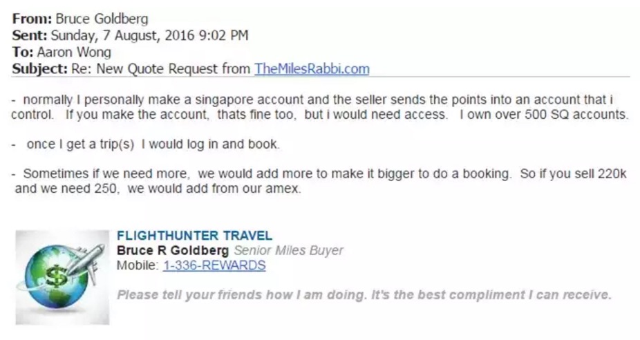 Online Mileage Brokers - Miles Rabbi Email 2 | Point Hacks