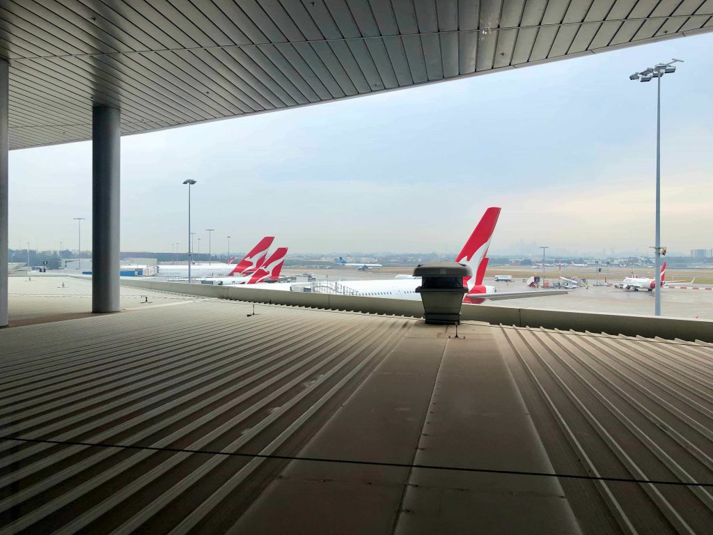 Qantas International Business Lounge Sydney tarmac views