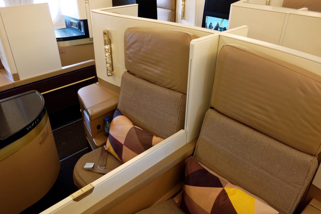 Etihad A380 Business Class centre seats