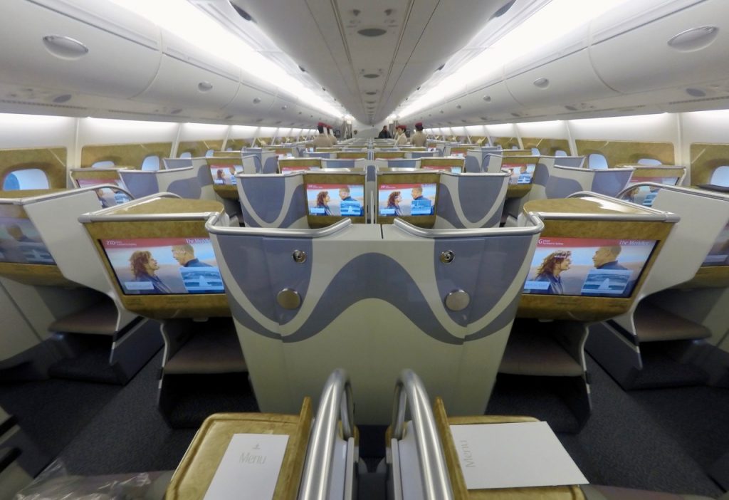 Emirates A380 Business Class Cabin EK Trans-Tasman | Point Hacks