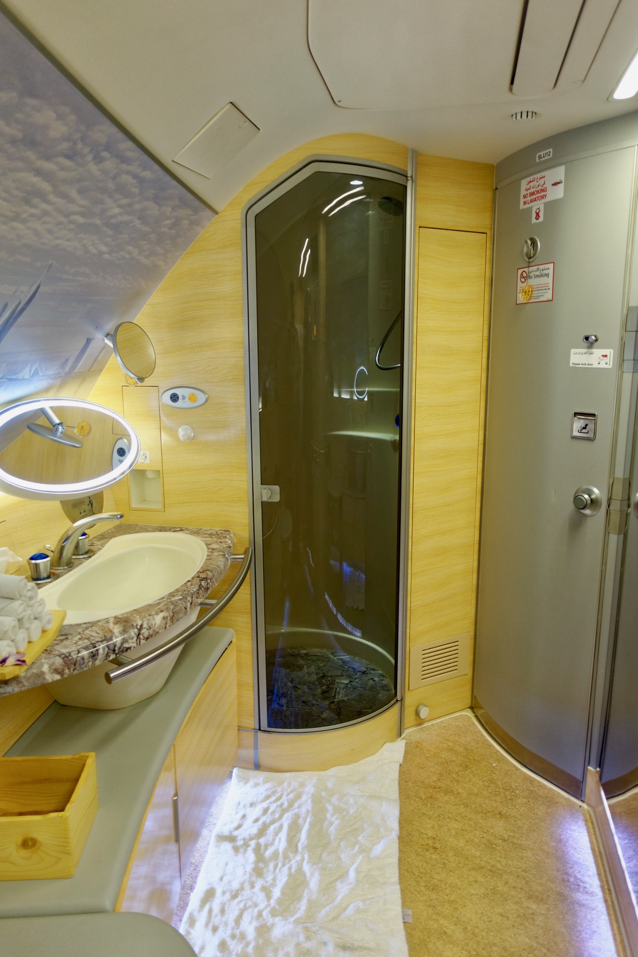 Emirates A380 First Class bathroom