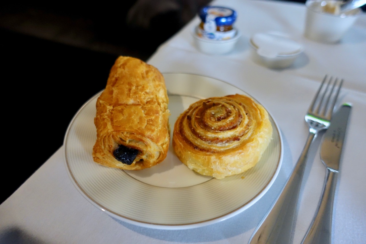 Etihad A380 First Class Apartment breakfast pastries