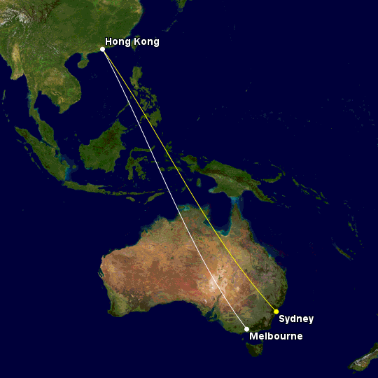 Virgin Australia to Hong Kong from Melbourne and Sydney