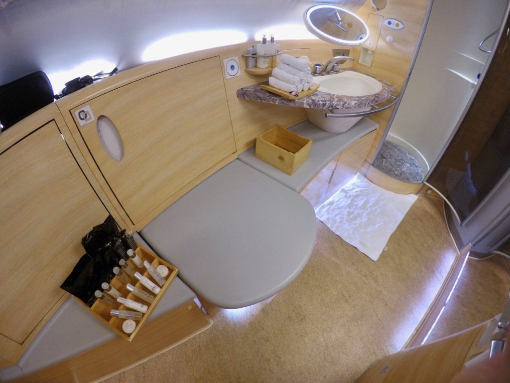 Emirates A380 First Class shower suite