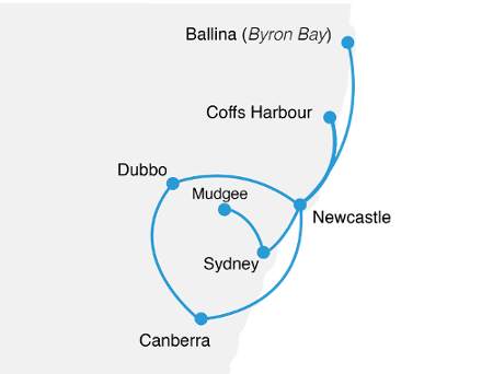FlyPelican route map