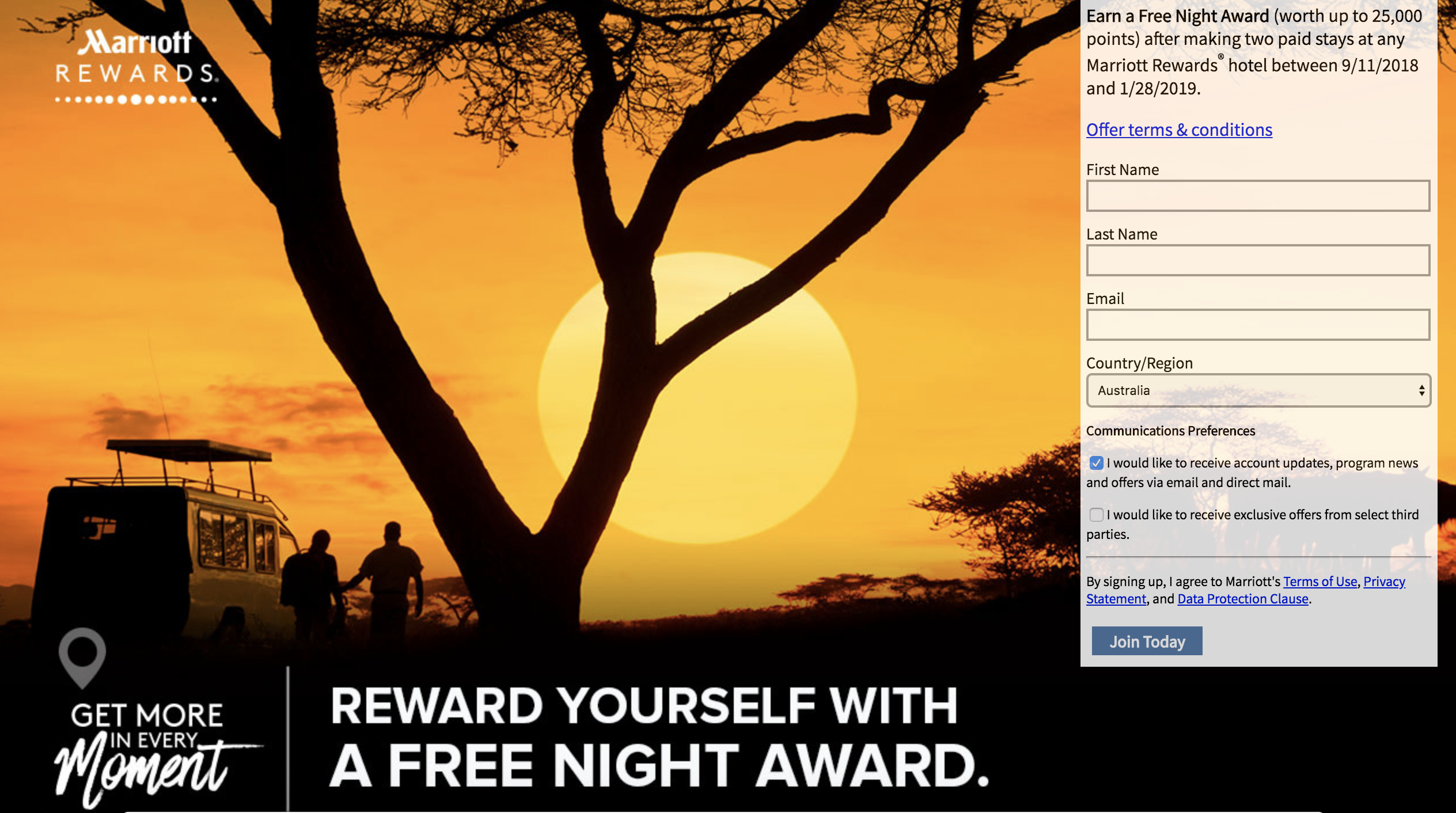 Marriott Rewards Free Night Award