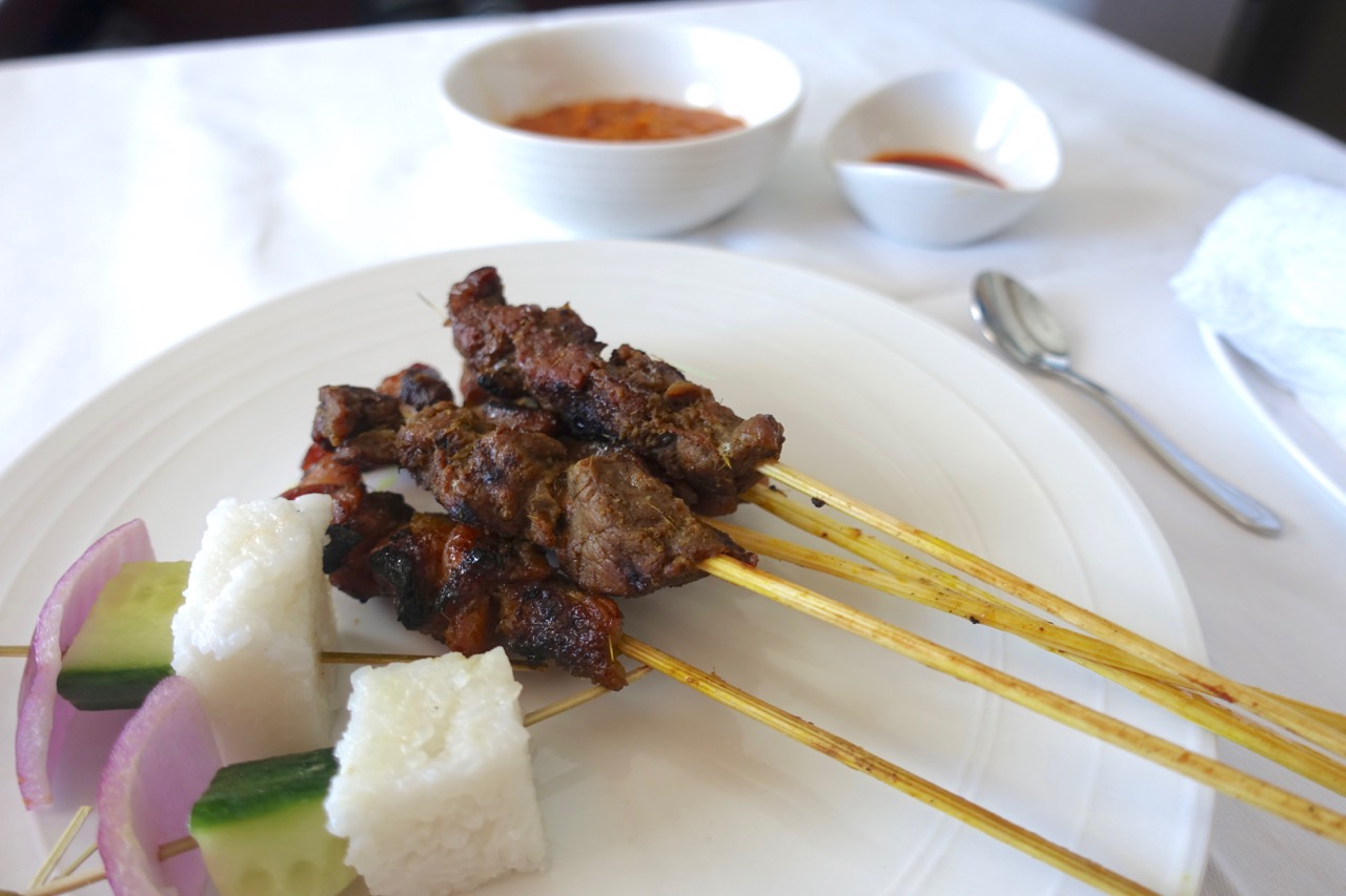 Malaysia Airlines A380 First Class satay