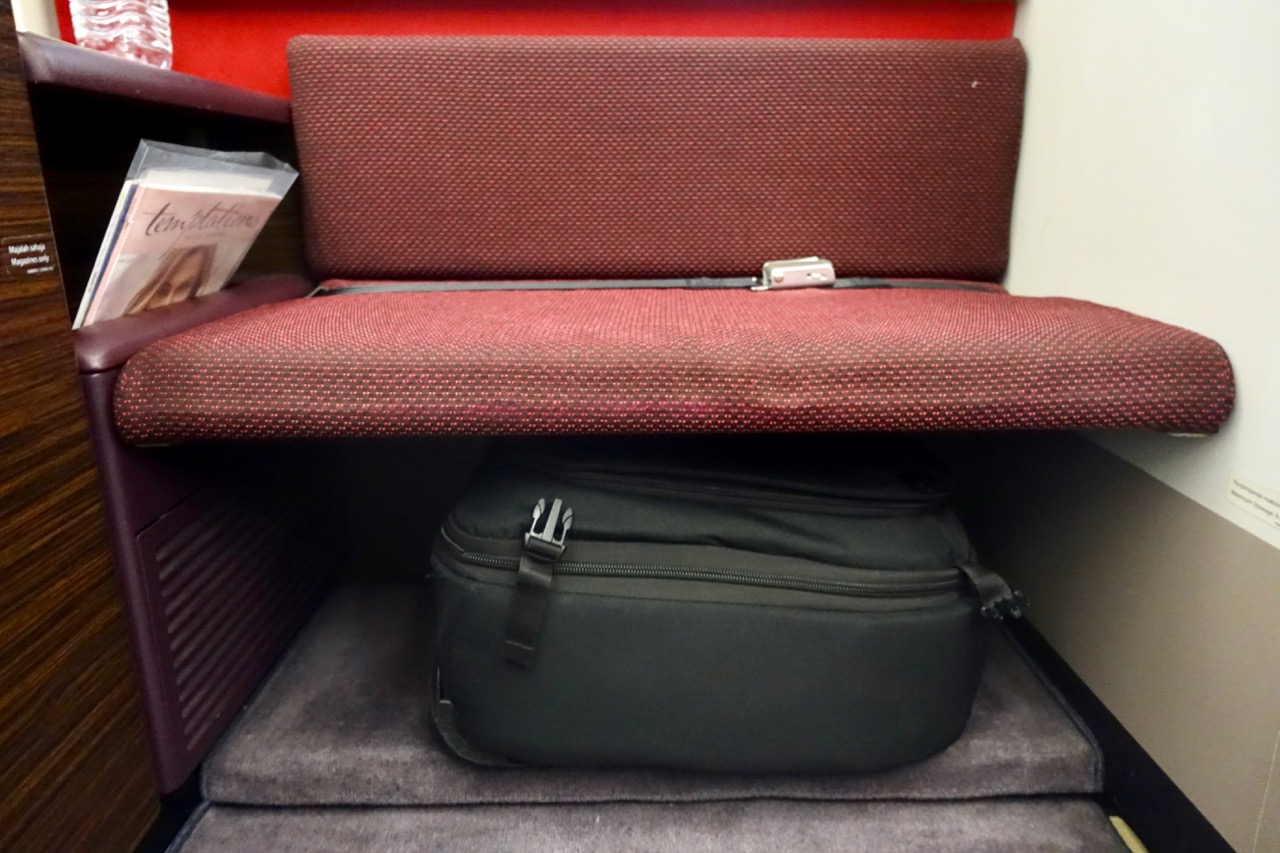 Malaysia Airlines A380 First Class carry-on storage