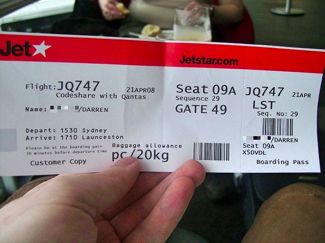 JetStar boarding pass