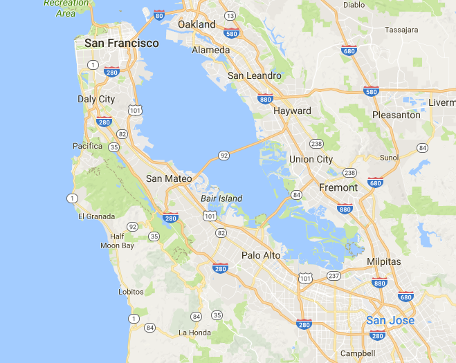 Bay Area airports Google maps