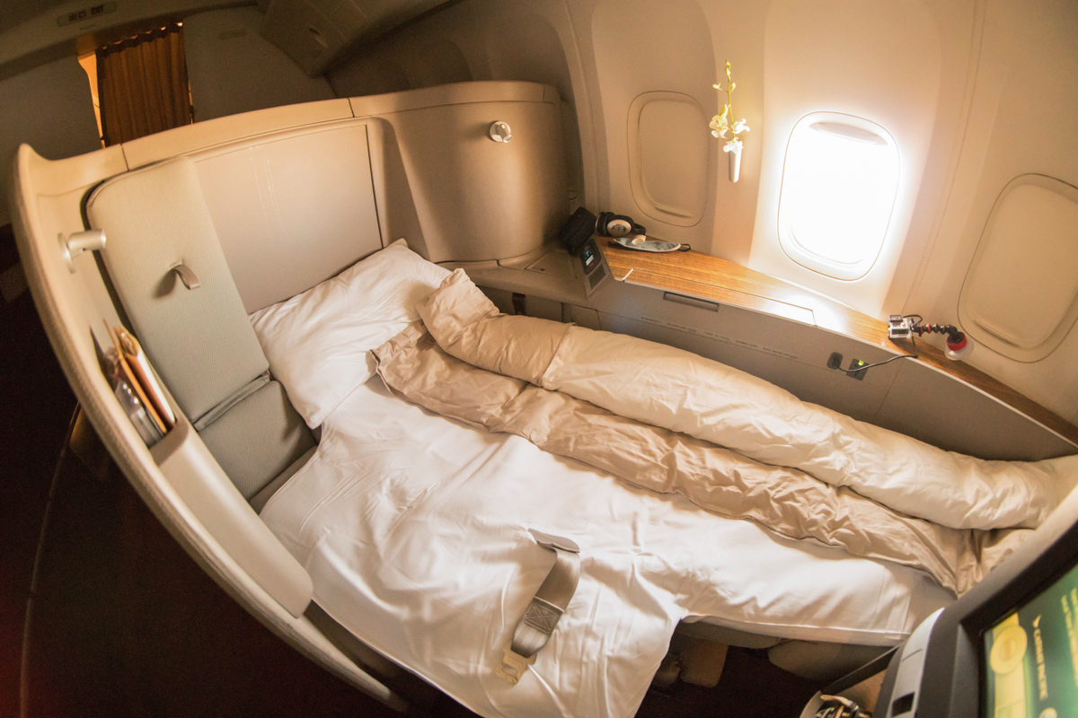 Cathay Pacific 777 First Class bed