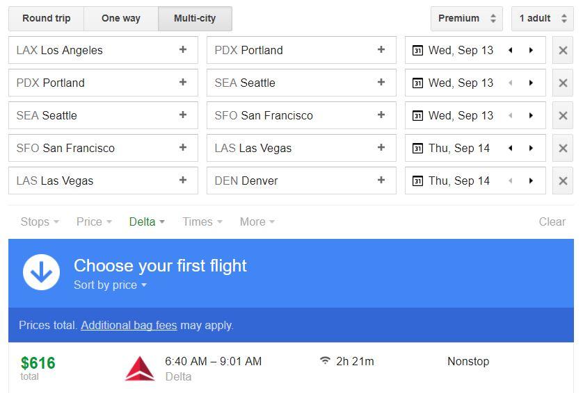 Google flights fare