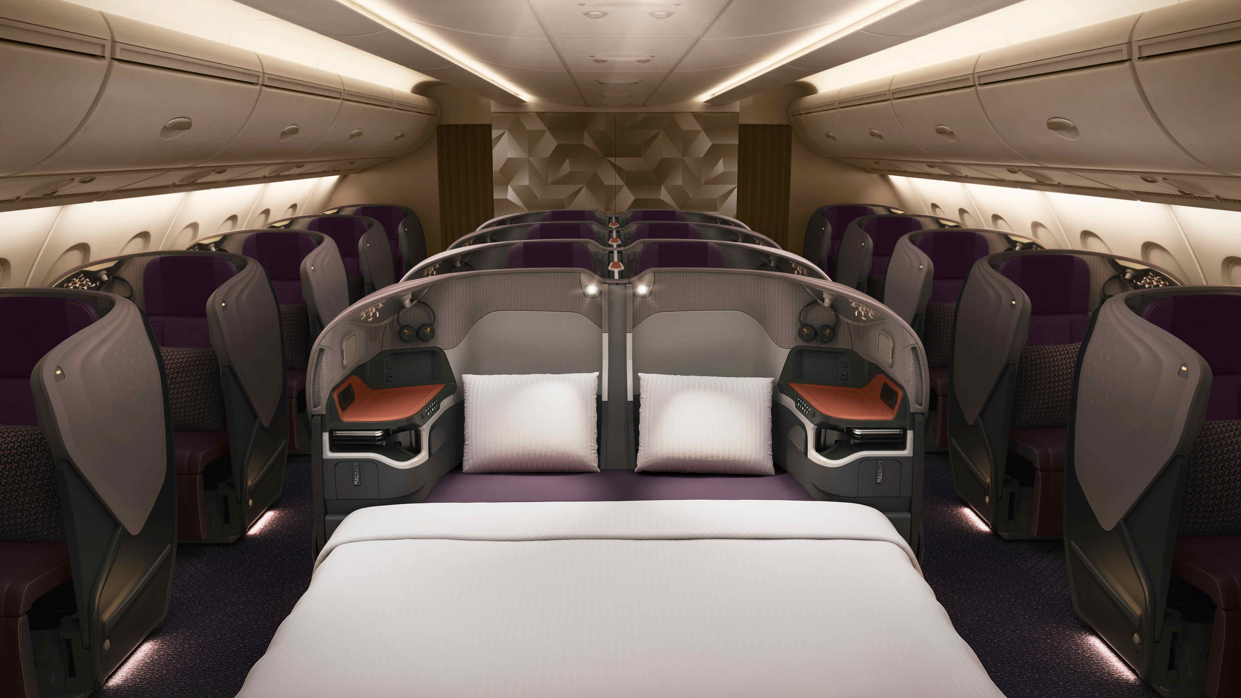 Singapore Airlines A380 New Business Class lie-flat bed