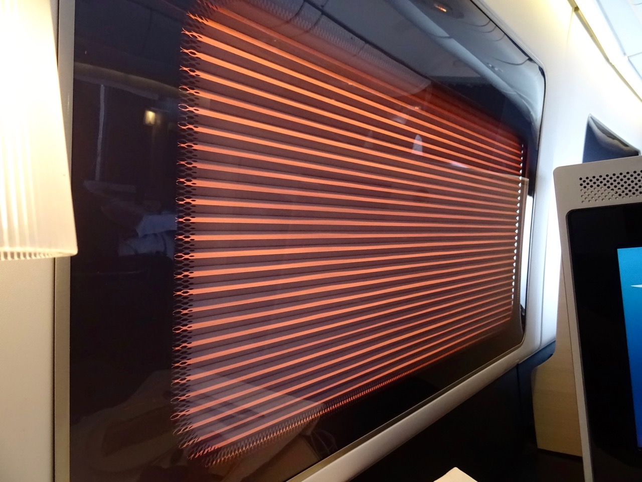 British Airways 777 First Class window blinds