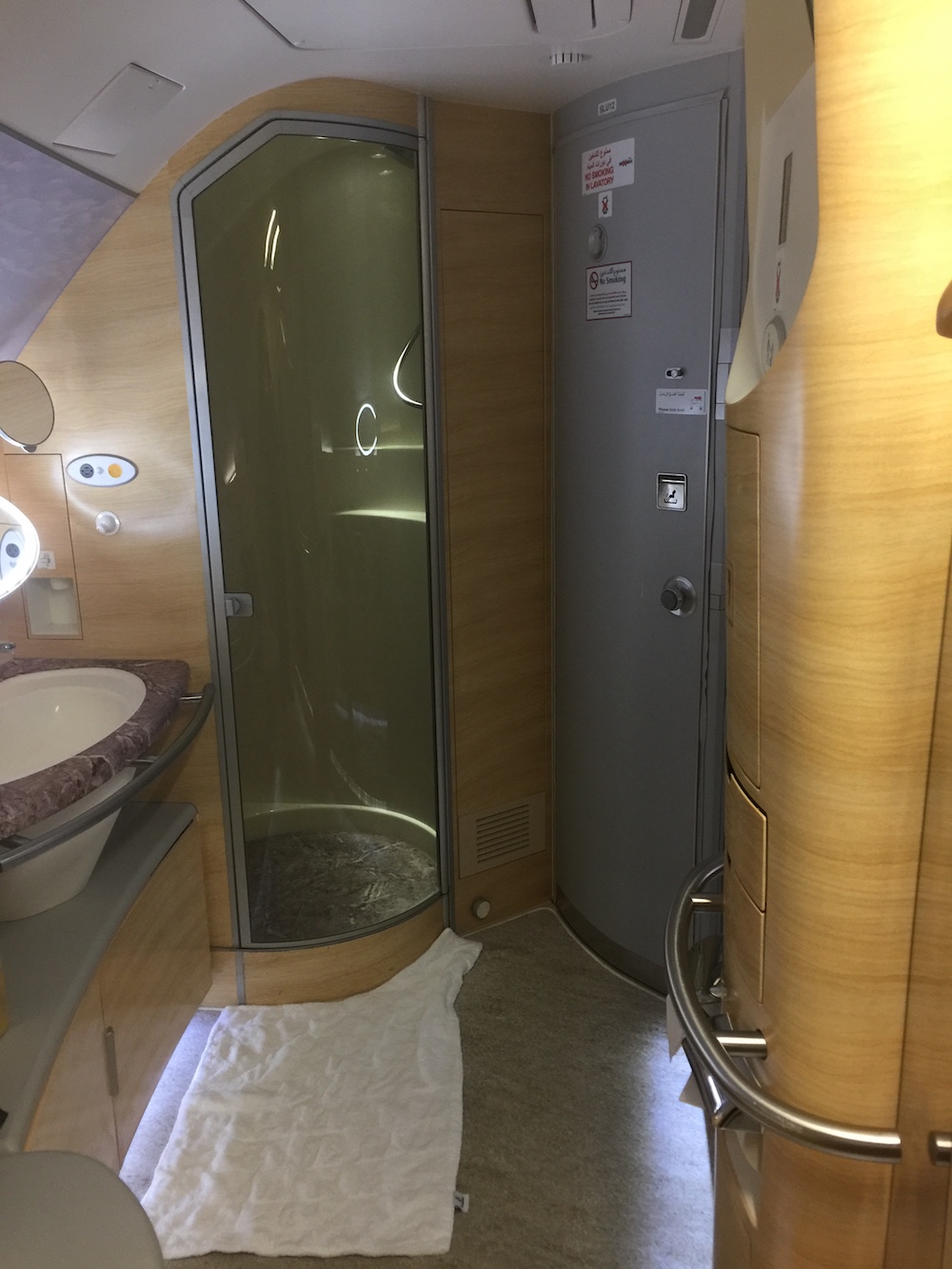 Emirates A380 First Class bathroom