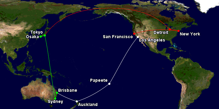 Loop around the Pacific map route