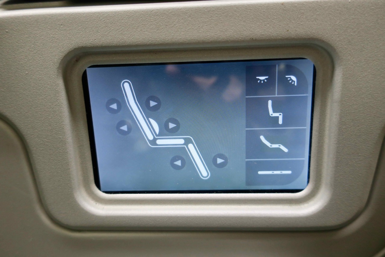 American Airlines touchscreen seat control