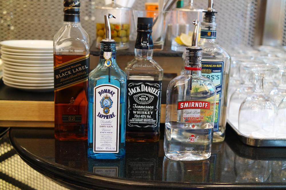 Singapore Airlines Krisflyer Gold Lounge Changi liquor selection