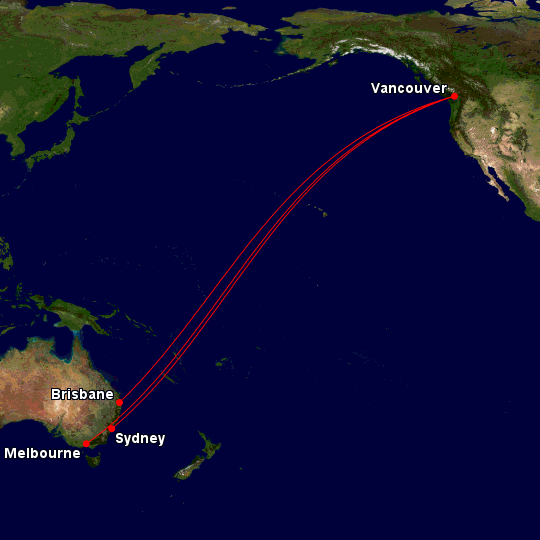 Air Canada flight route map