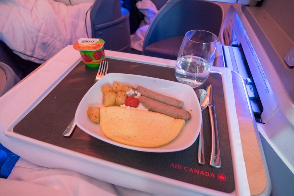 Air Canada Boeing 767-300 Business Class food