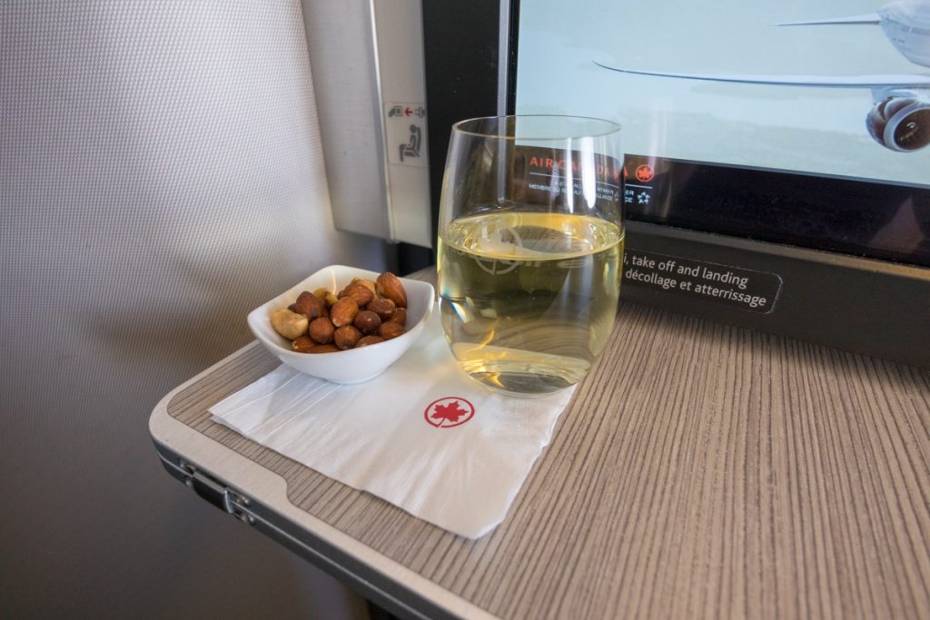 Air Canada 777 Business Class drinks after take-off