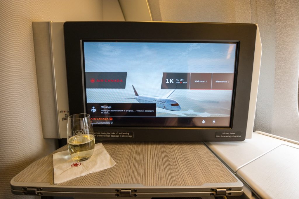 Air Canada 777 Business Class inflight entertainment