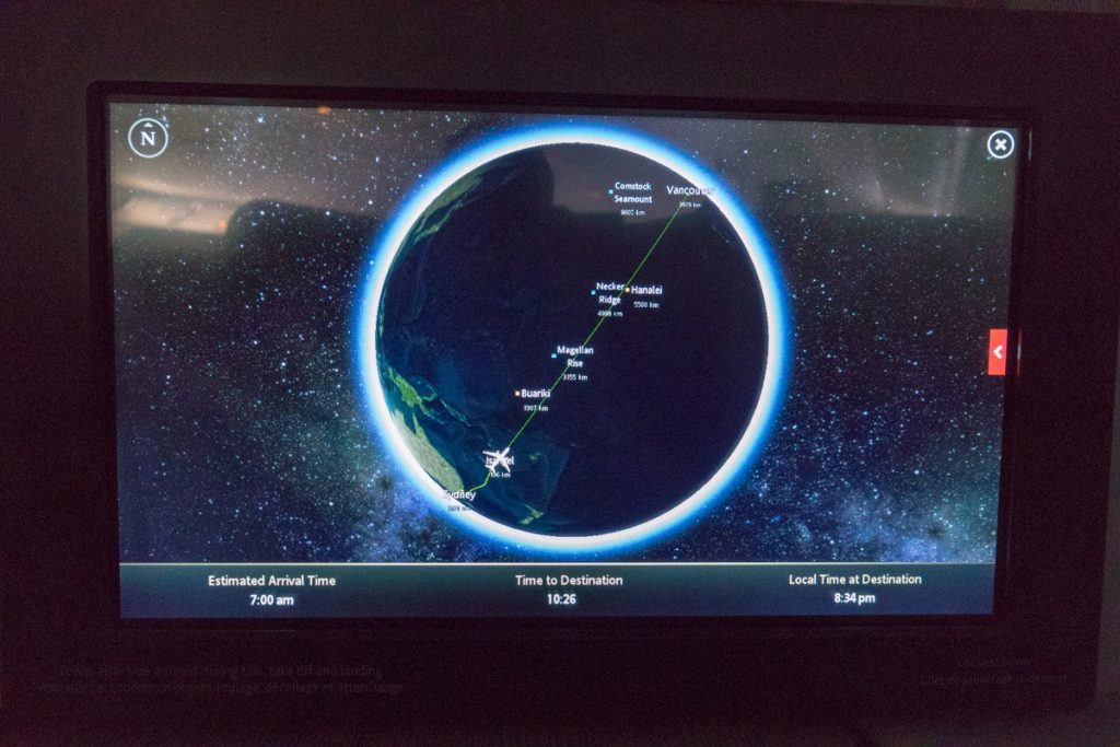 Air Canada 777 Business Class inflight entertainment screen