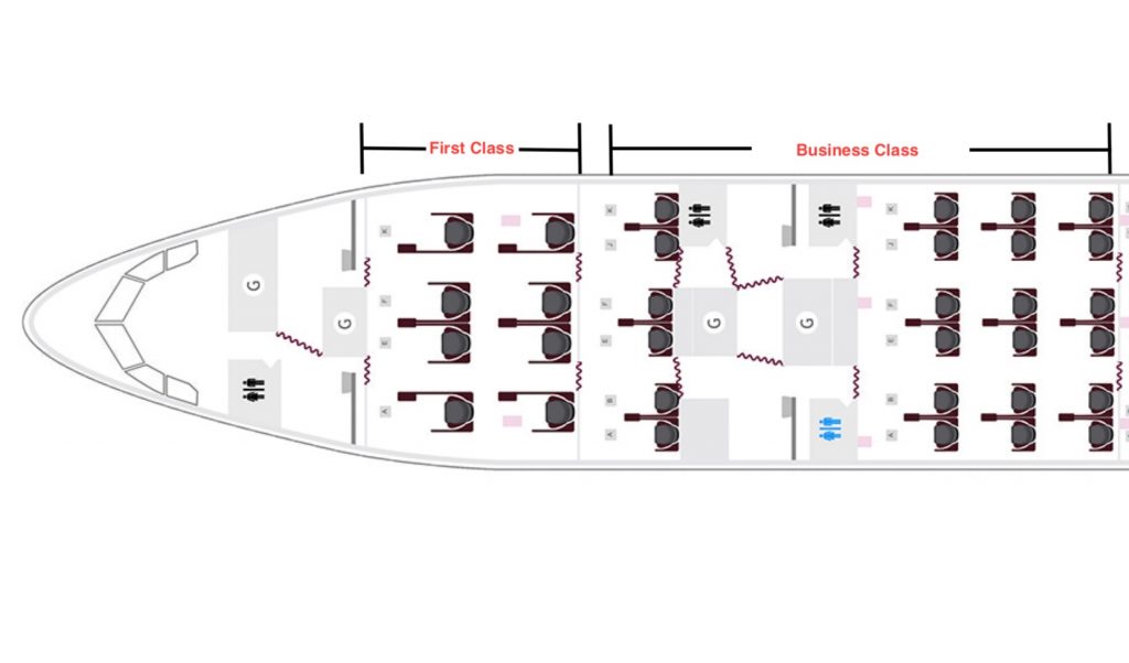 Qatar A330 First and Business class seat map