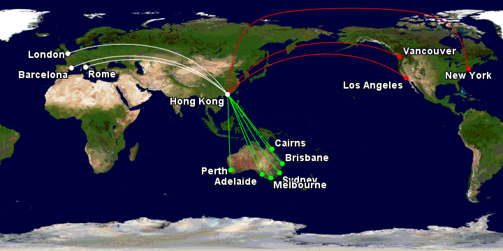 Cathay Pacific map route