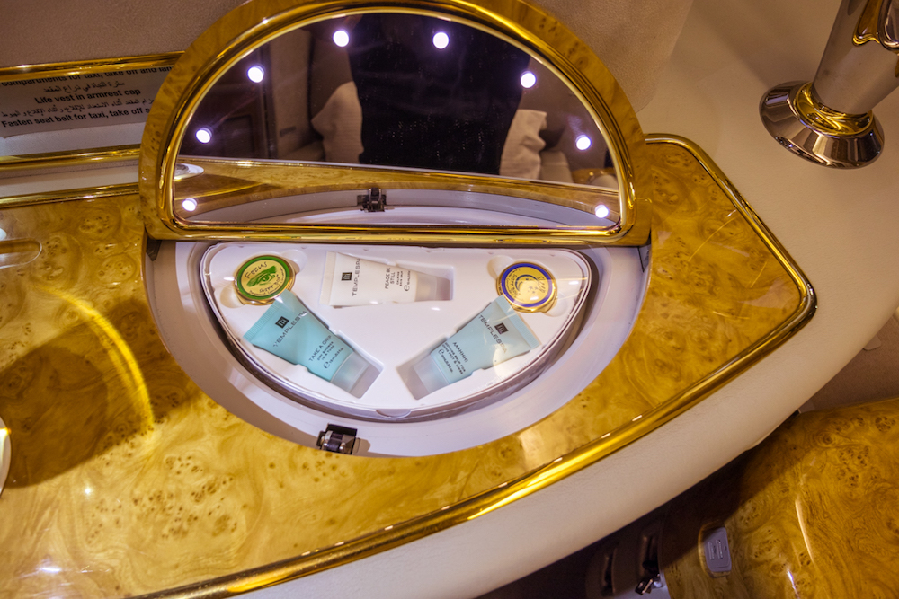 Emirates 777 First Class illuminated mirror