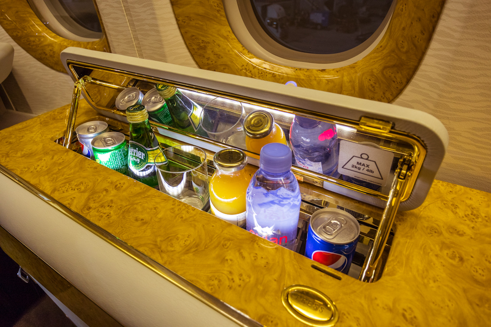 Emirates 777 First Class mini-bar