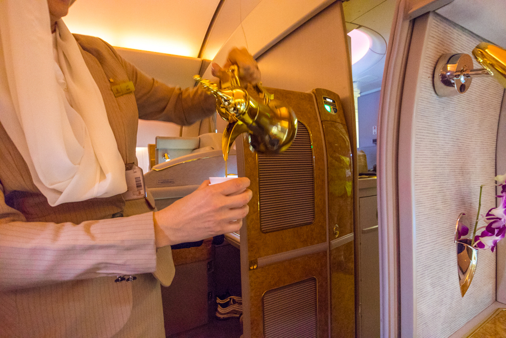 Emirates 777 First Class coffee