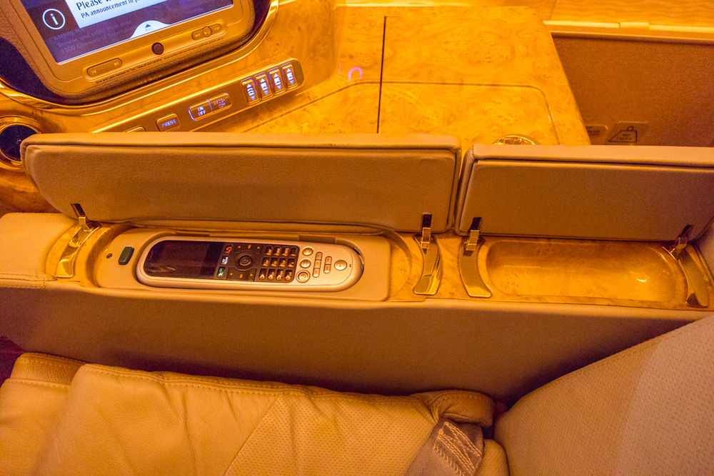 Emirates 777 First Class inflight entertainment screen remote