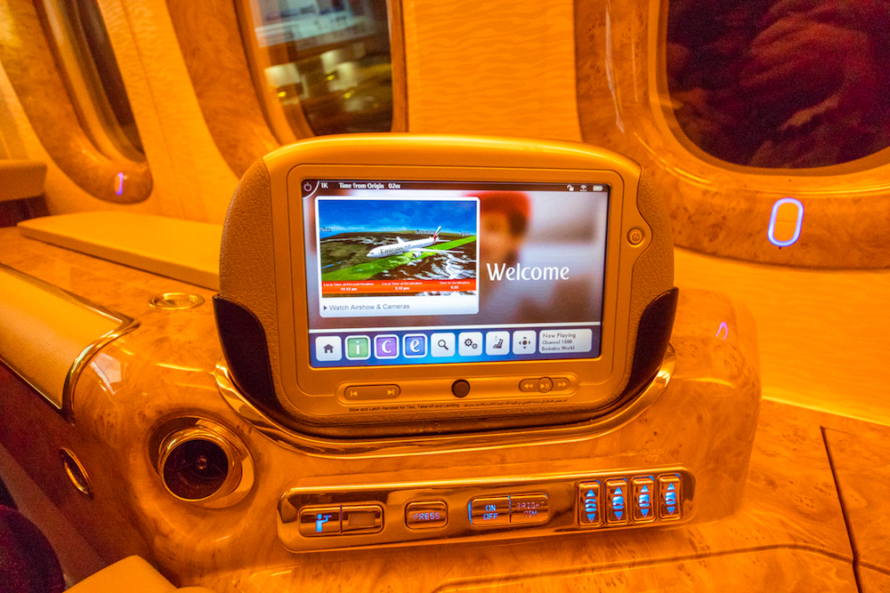 Emirates 777 First Class inflight entertainment