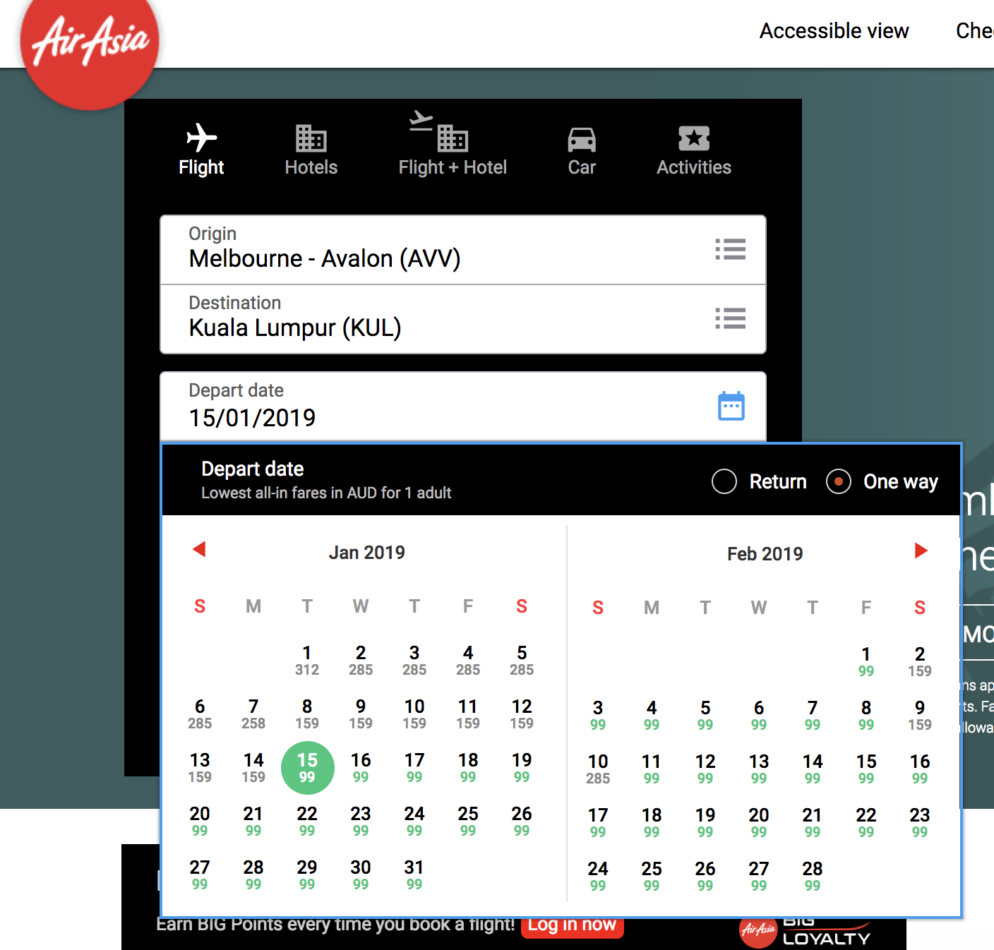 AirAsia depart date