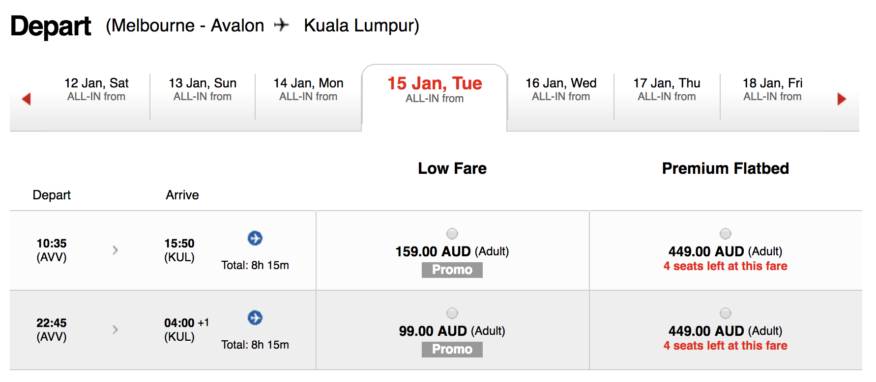 AirAsia depart date