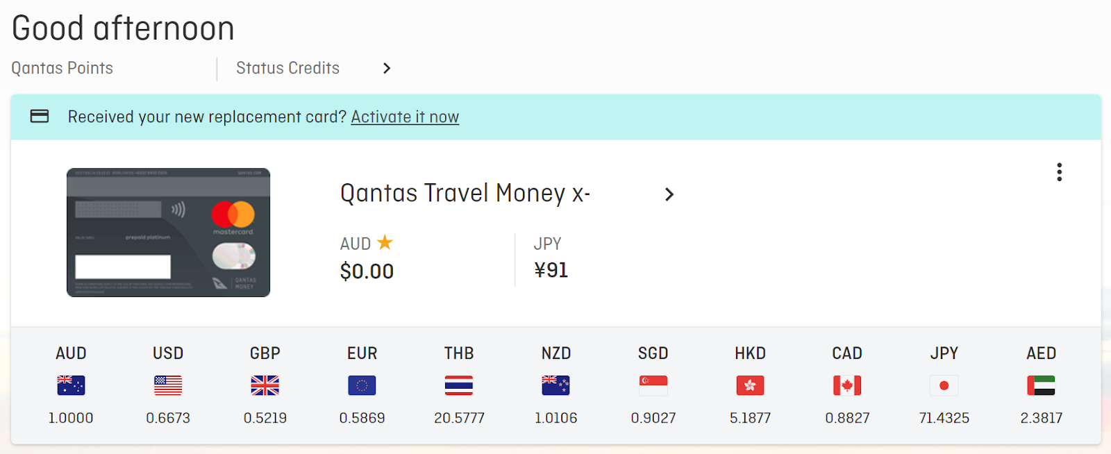 qantas travel card login | Qantas cash