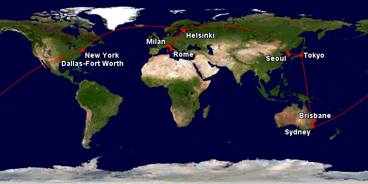 Fly around the world via Business Class route sample2