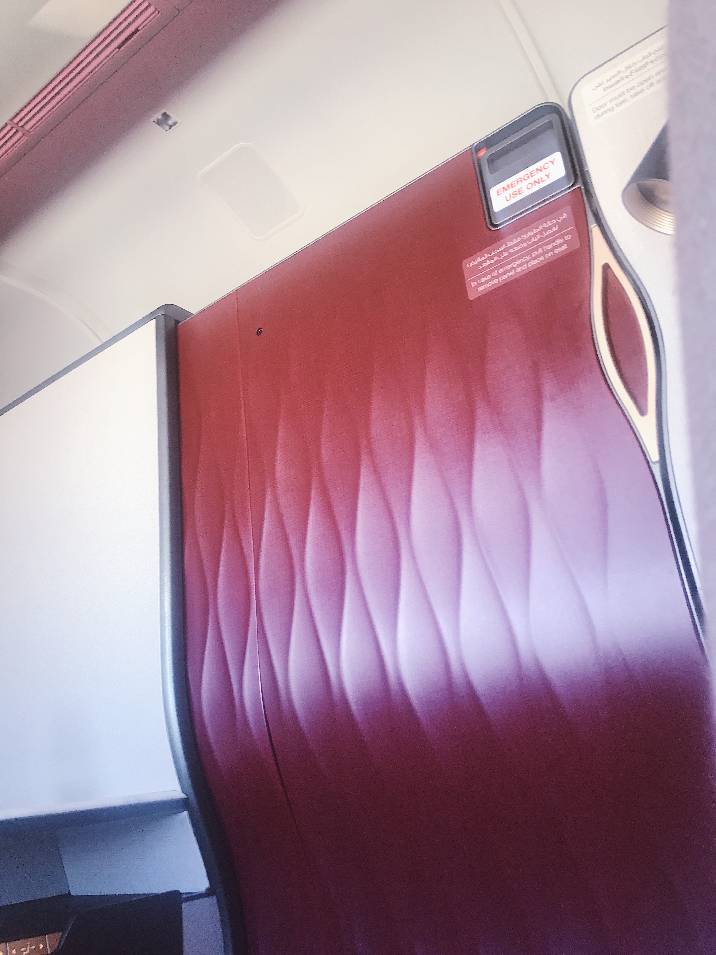 Qatar Airways' QSuite sliding privacy door