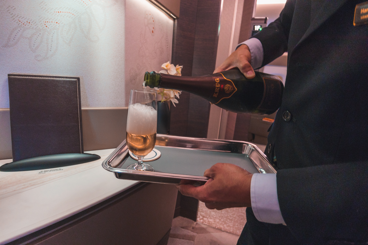 Singapore Airlines A380 First Class drink offerings