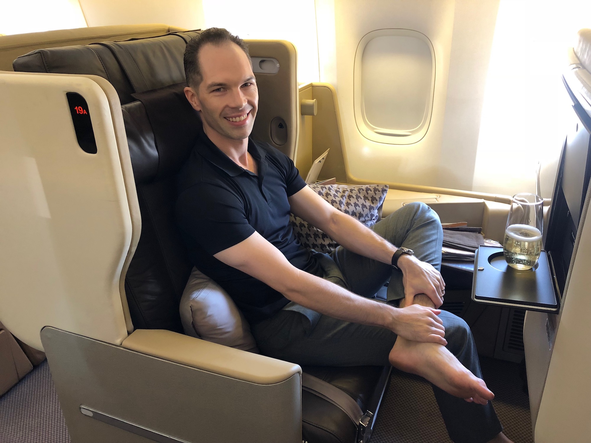 Todd in Singapore Airlines 777-300 Business Class
