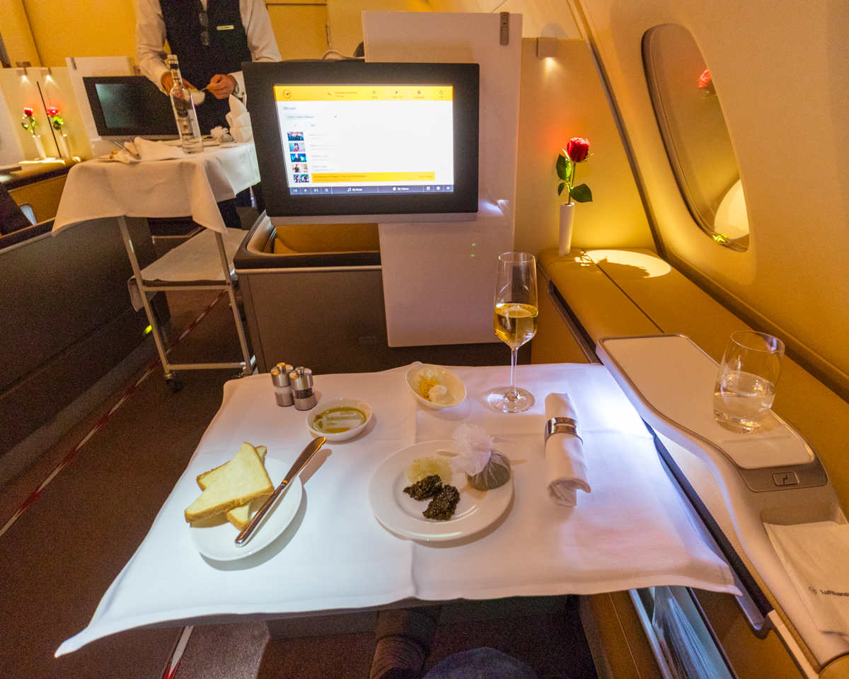 Lufthansa A380 First Class food