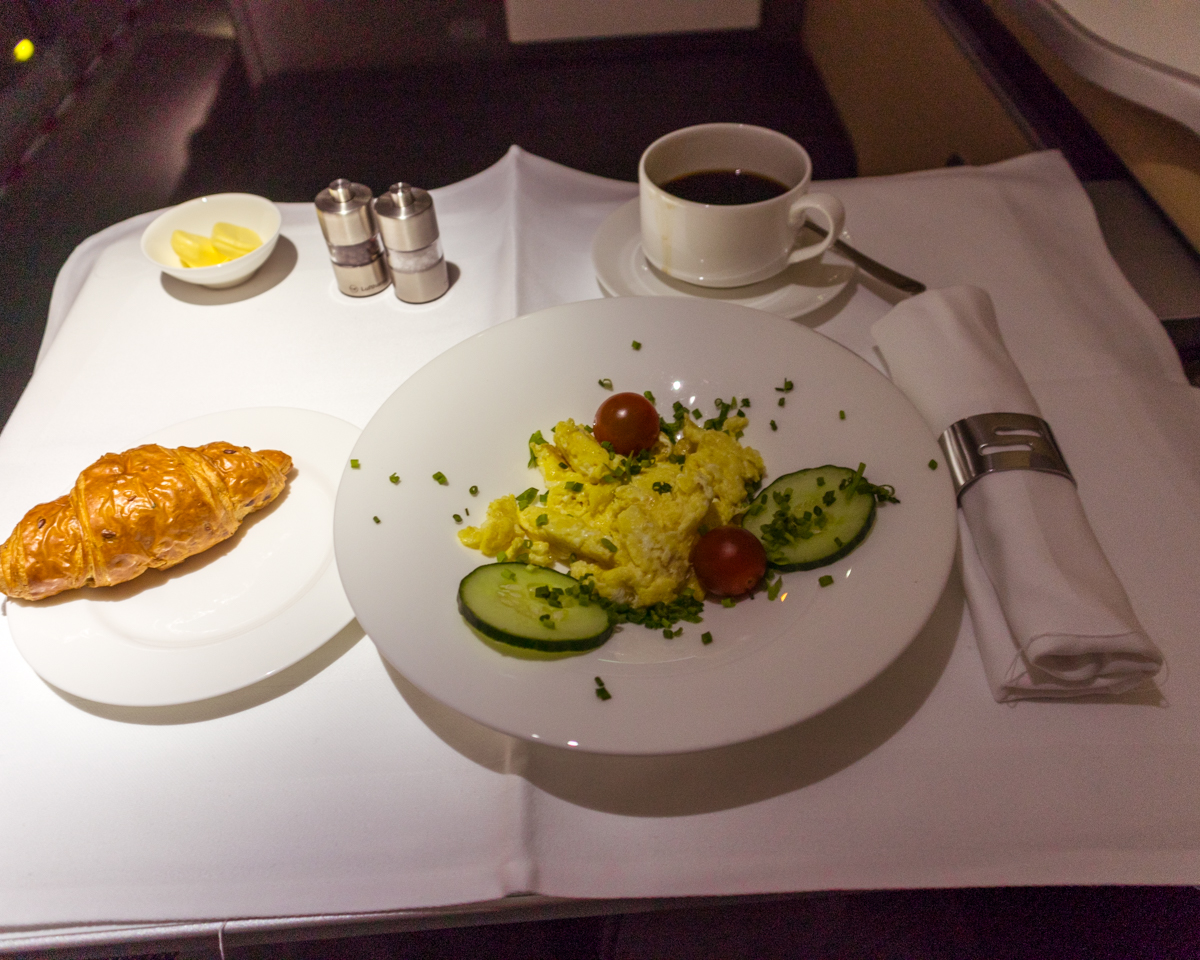 Lufthansa A380 First Class food
