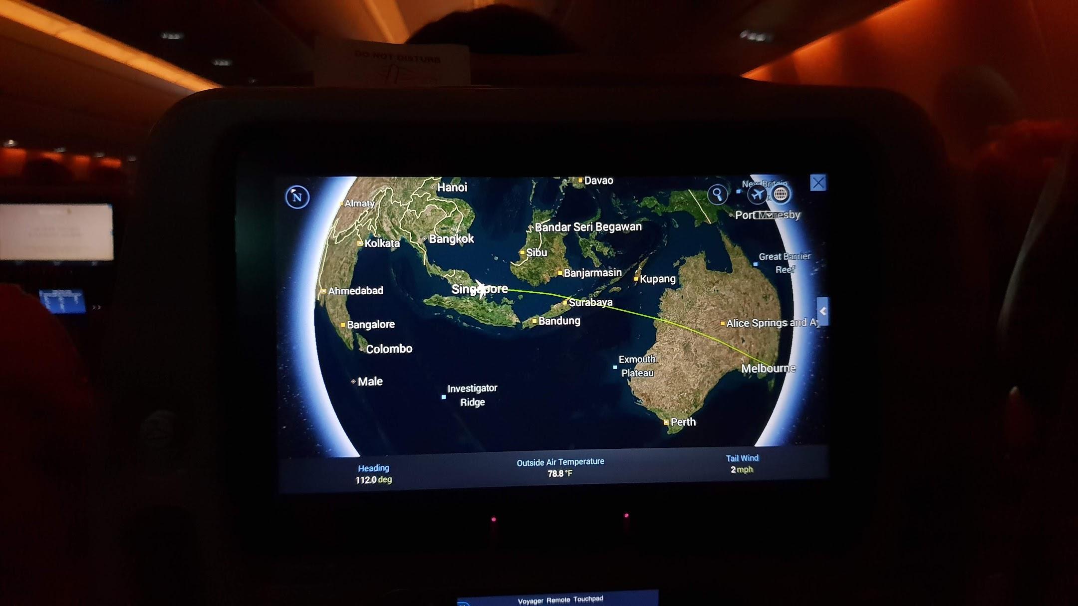 Singapore Airlines A350 Economy inflight moving map