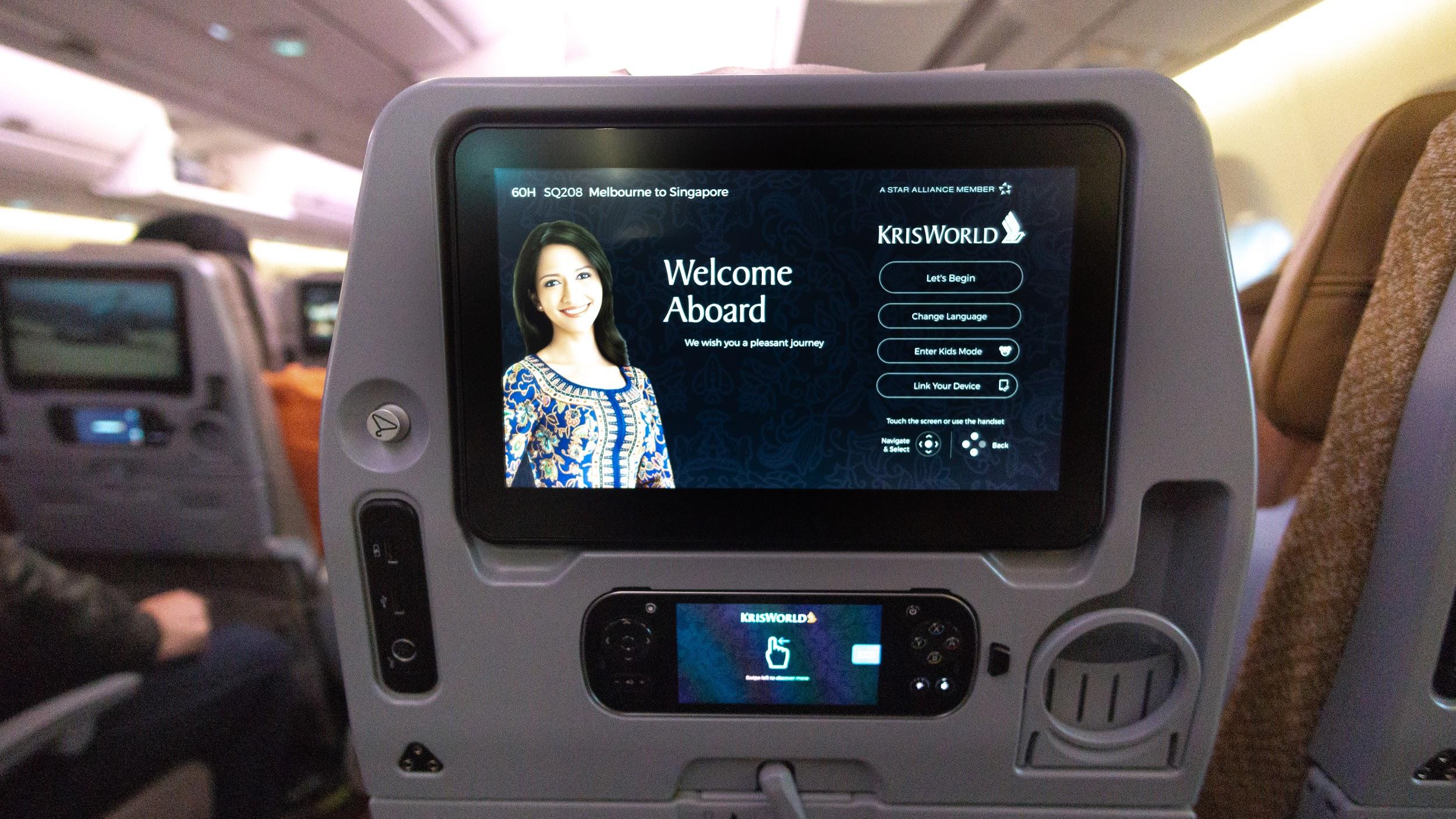 Singapore Airlines A350 Economy inflight entertainment